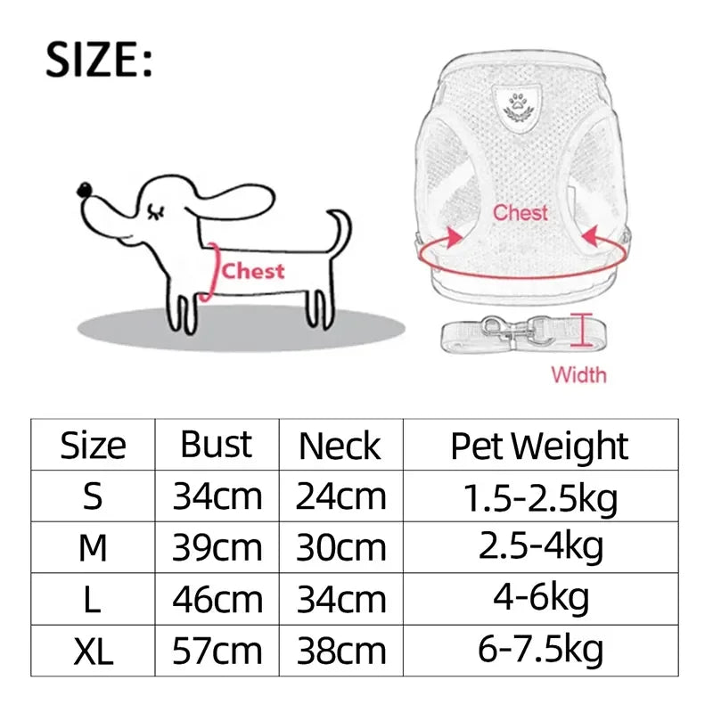 Adjustable Reflective Harness & Lead Set for Cats & Small Dogs | S, M & L