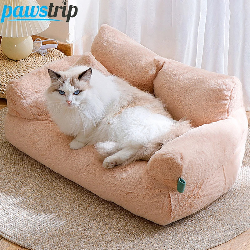 Luxury Plush Cat & Dog Sofa Bed – Winter Warm Pet Nest