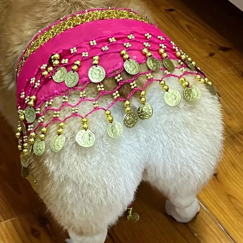 Pet Belly Dance Hip Scarf & Booty Decoration – Sequin Pet Costume