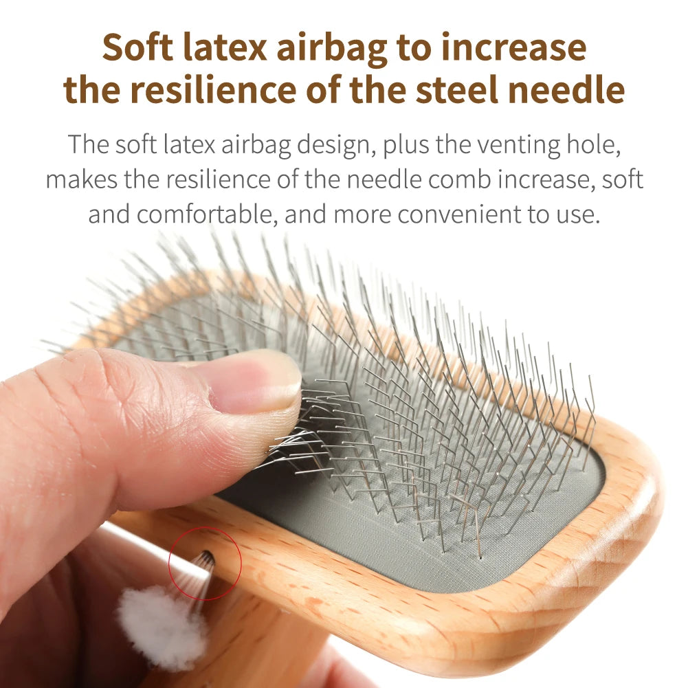 Fenice - Wooden Handle Pet Grooming Needle Comb (Voted No.1 Pet Brush Globally)