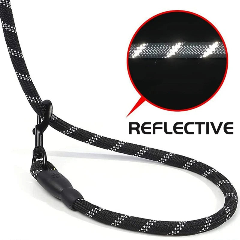 Reflective Nylon Dog Lead – Padded Handle, Heavy Duty Double Rope | 1.5m, 2m & 3m