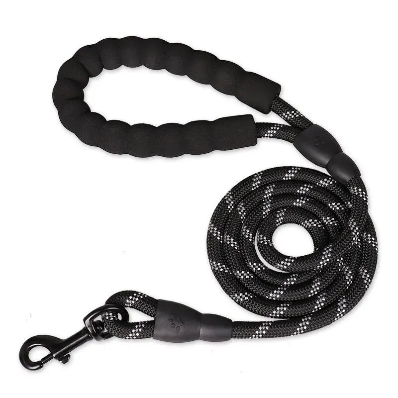 Reflective Nylon Dog Lead – Padded Handle, Heavy Duty Double Rope | 1.5m, 2m & 3m