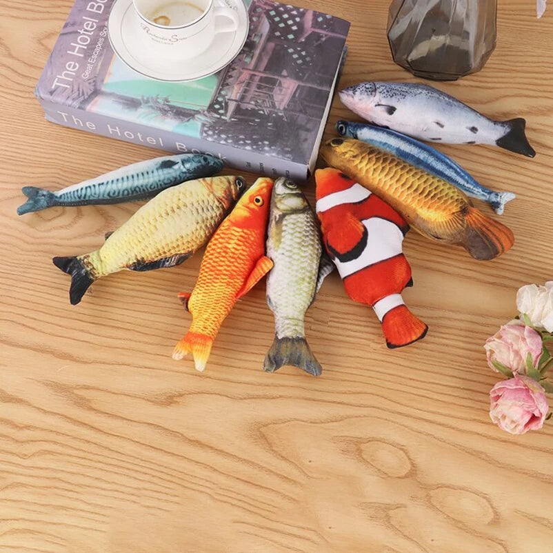 Realistic Fish Cat Toy – PP Cotton Plush Catnip-Style Chew & Tease Toy | 8 Designs