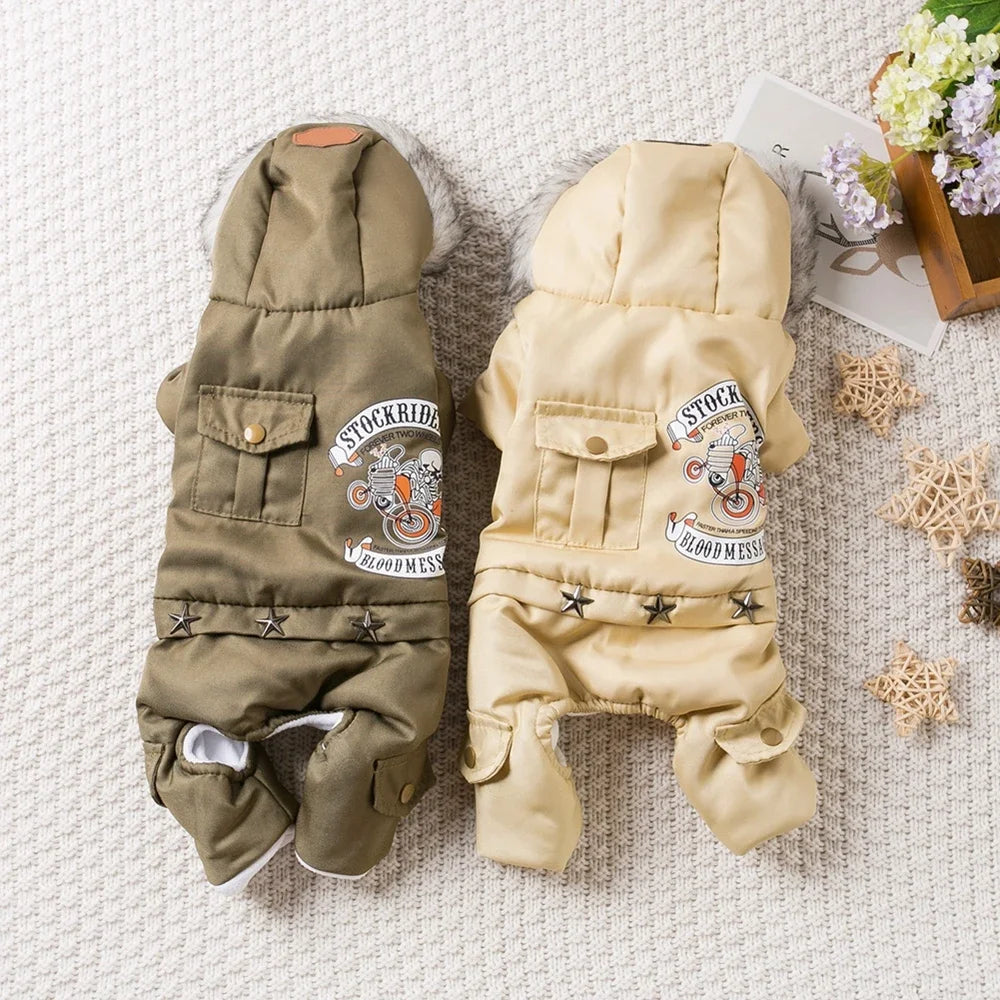 StockRiders Hooded Dog Jumpsuit – Thickened  Coat for Small Dogs