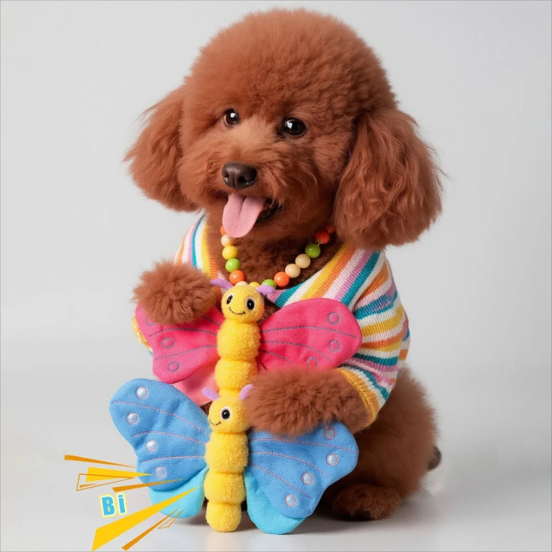 Squeaky Plush Butterfly Dog Chew Toy – Dental Cleaning Toy