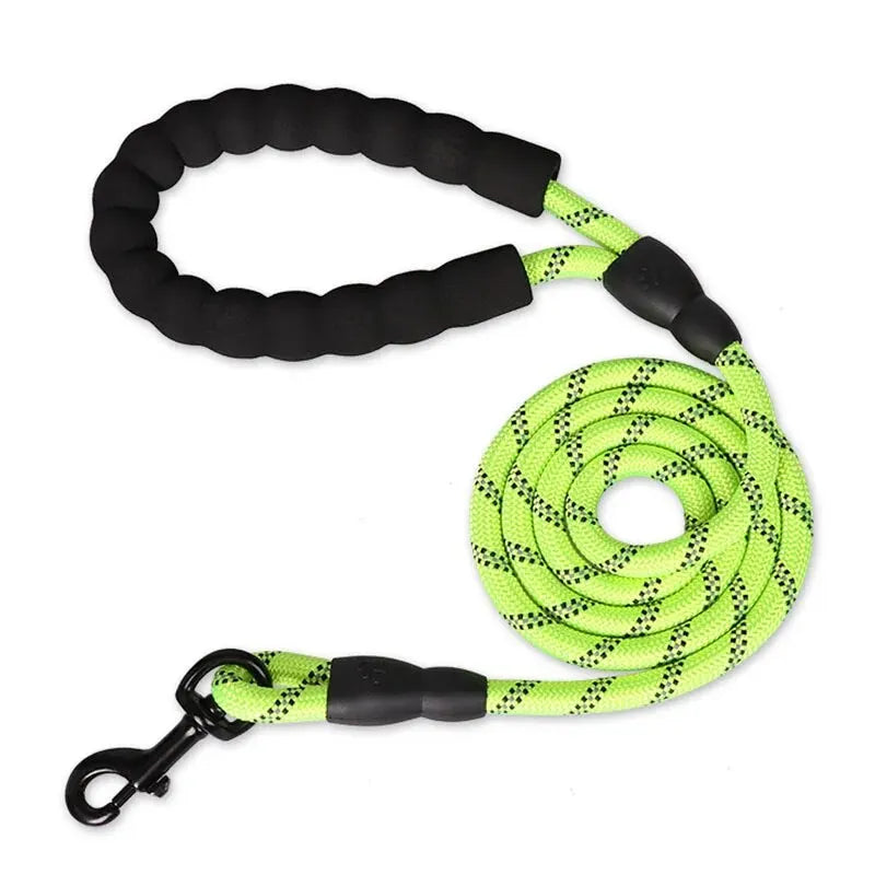 Reflective Nylon Dog Lead – Padded Handle, Heavy Duty Double Rope | 1.5m, 2m & 3m