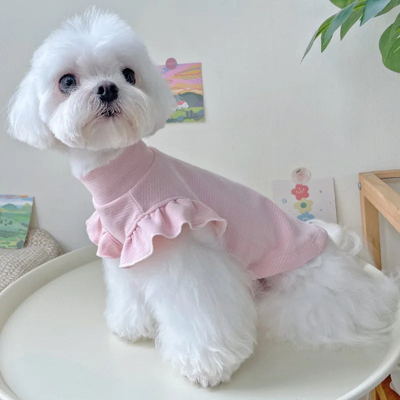Striped High Neck Pet Pyjama Shirt – Cosy Home Clothing for Dogs & Cats