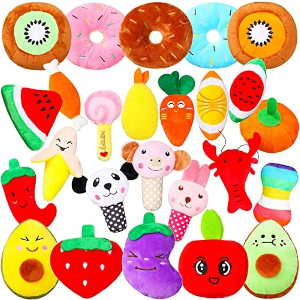 50-Pack Plush Squeaky Dog Toys – Bulk Set for Small & Medium Dogs