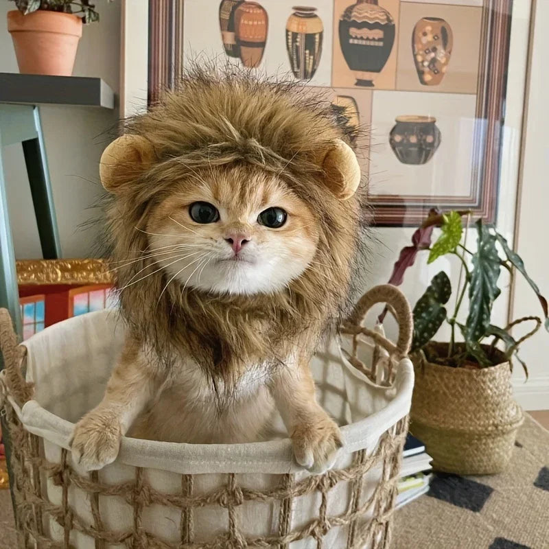 Lion Mane Headgear Pet Costume – Adjustable Funny Dress-Up Accessory