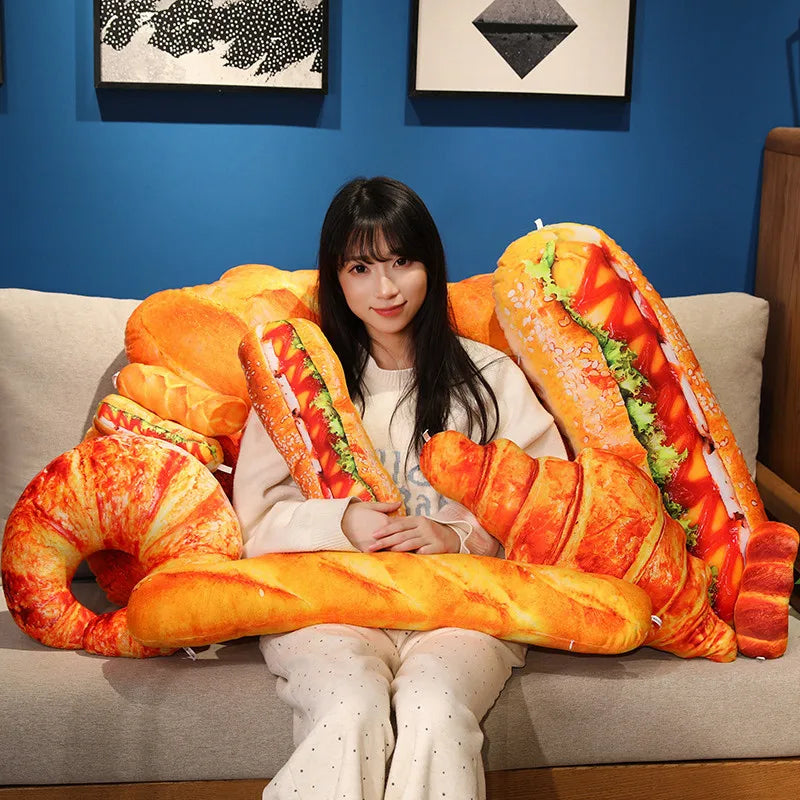 Bread Plush Toy – Baguette, Croissant, Hotdog & More