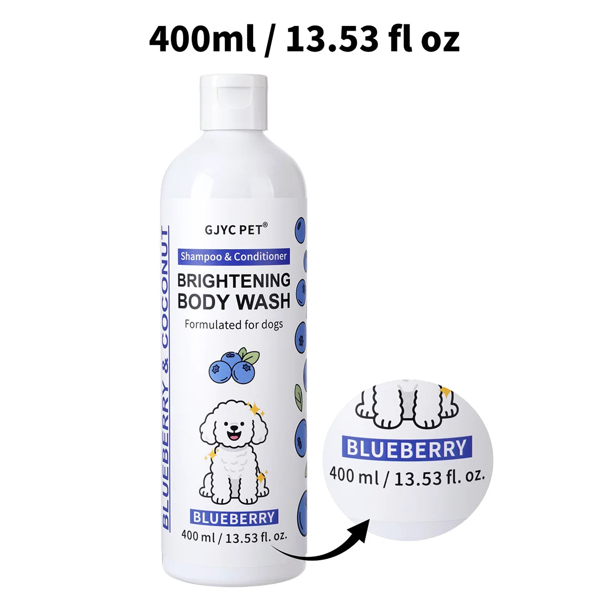 Professional Dog Whitening Shampoo – Blueberry Brightening Formula