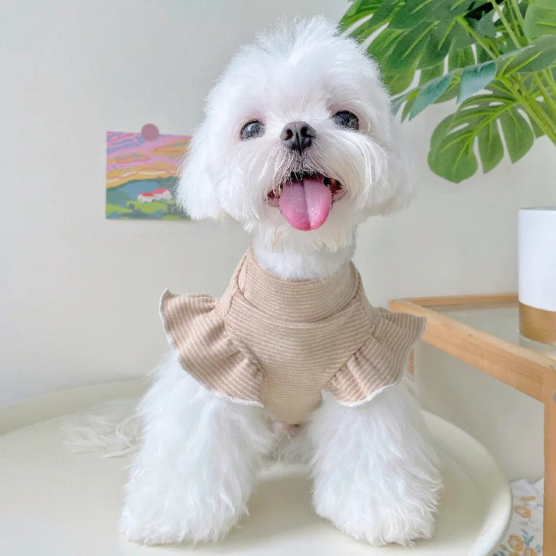 Striped High Neck Pet Pyjama Shirt – Cosy Home Clothing for Dogs & Cats