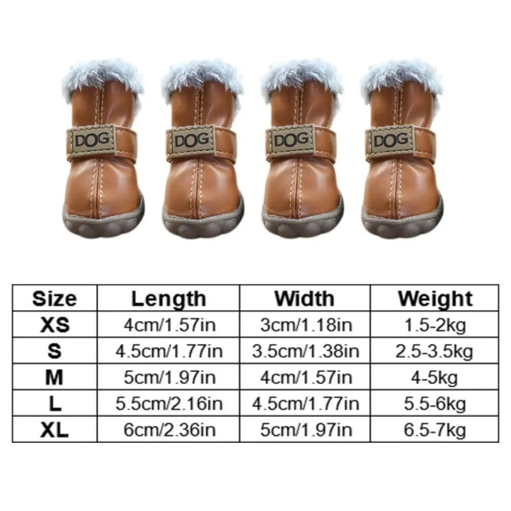 Luxury Ugg Style Soft Plush Winter Dog Snow Boots – Waterproof Non-Slip (Set of 4)