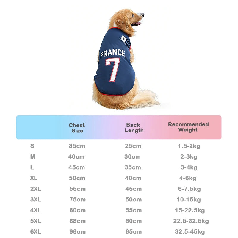 World Cup Football Jersey Pet T-Shirt – Breathable Mesh Vest (7 Country Options / All sizes)
