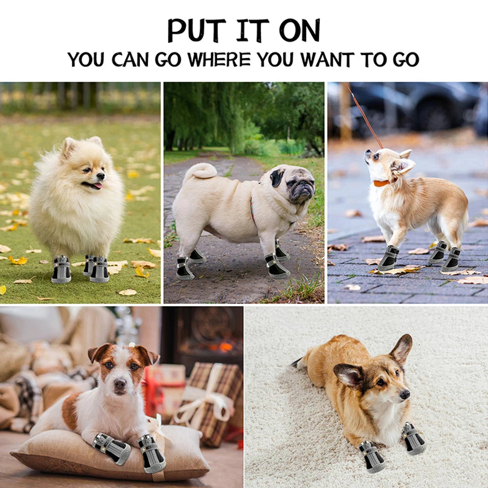 Waterproof Anti-Slip / Anti Burn Dog Boots – All Season Paw Protectors (4pcs)