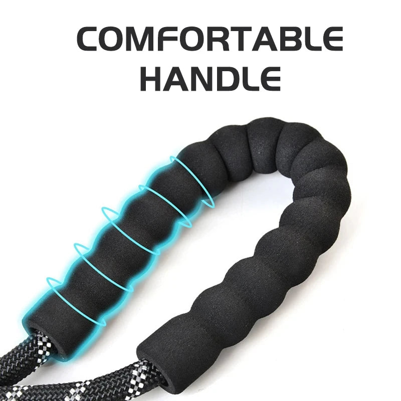 Reflective Nylon Dog Lead – Padded Handle, Heavy Duty Double Rope | 1.5m, 2m & 3m