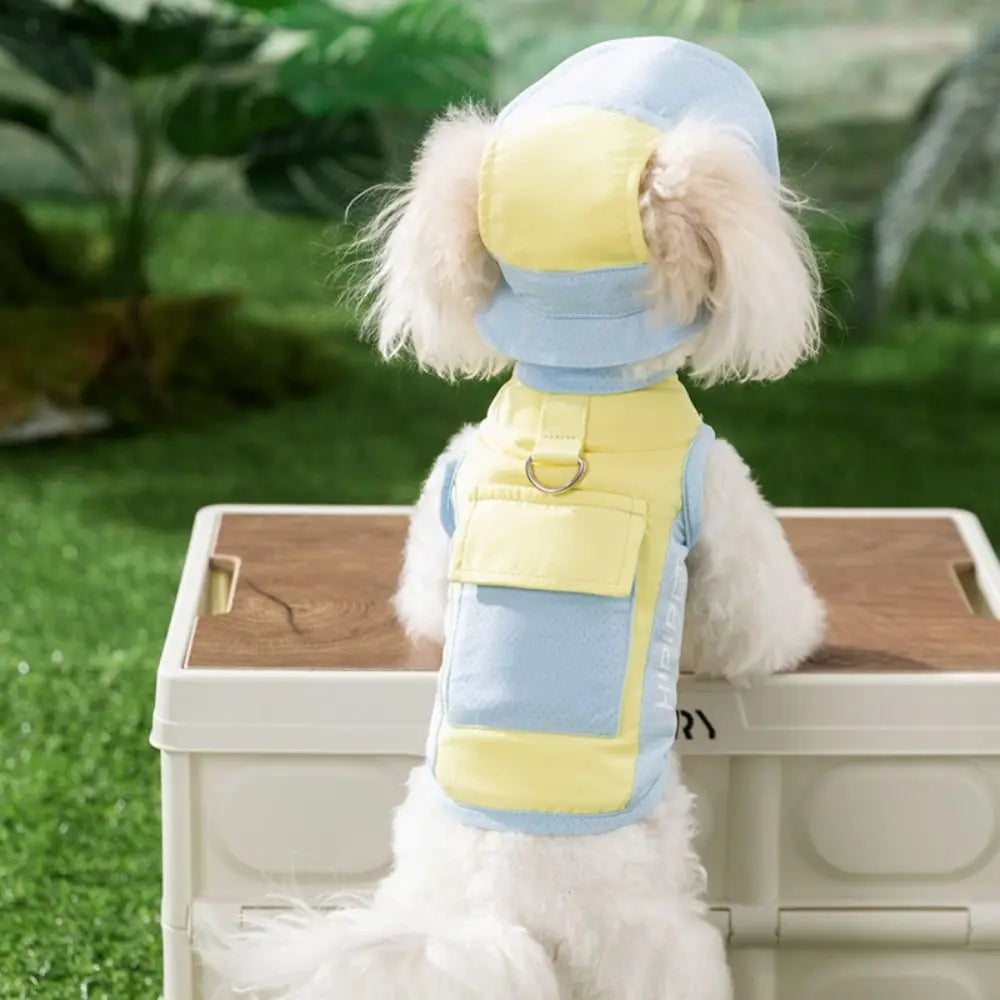 Spring Summer Pet Sunscreen Vest Comfortable Breathable Puppy Mesh T-Shirt Sleeveless with Hat Ice Bag Dog Pullover