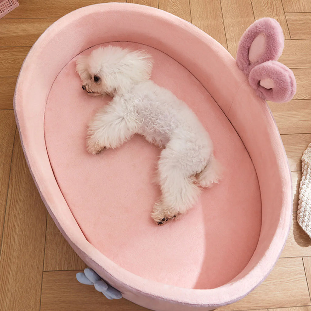 Pink Washable Pet Bed – Soft Detachable Dog & Cat Sleeping Bed | M & L