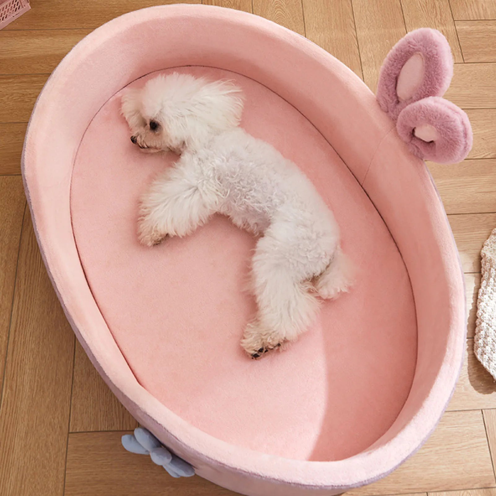Pink Washable Pet Bed – Soft Detachable Dog & Cat Sleeping Bed | M & L