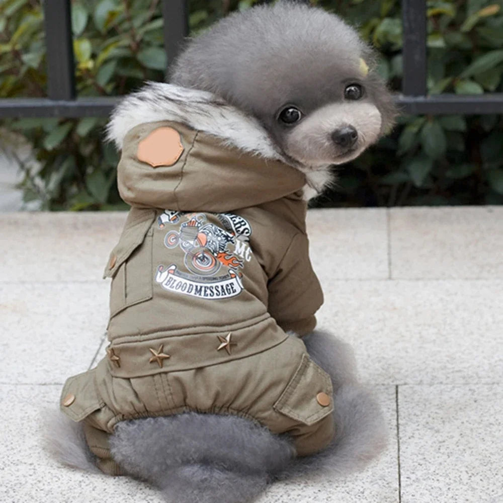 StockRiders Hooded Dog Jumpsuit – Thickened  Coat for Small Dogs