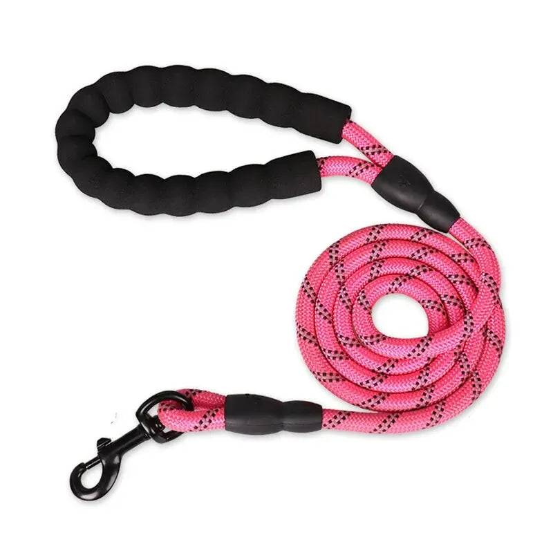 Reflective Nylon Dog Lead – Padded Handle, Heavy Duty Double Rope | 1.5m, 2m & 3m