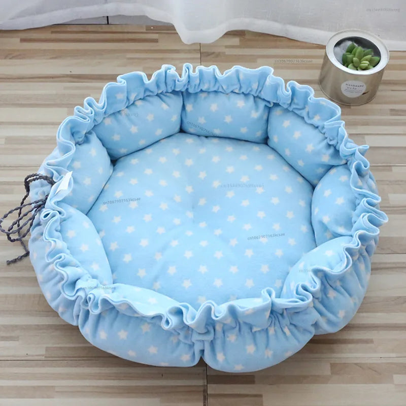Round Plush Pet Nest – Soft Warm Sleeping Bed for Cats & Small Dogs | S, M & L
