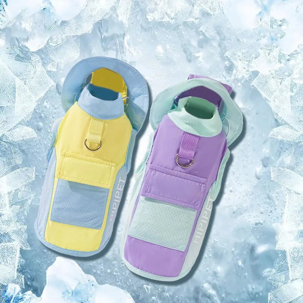 Spring Summer Pet Sunscreen Vest Comfortable Breathable Puppy Mesh T-Shirt Sleeveless with Hat Ice Bag Dog Pullover