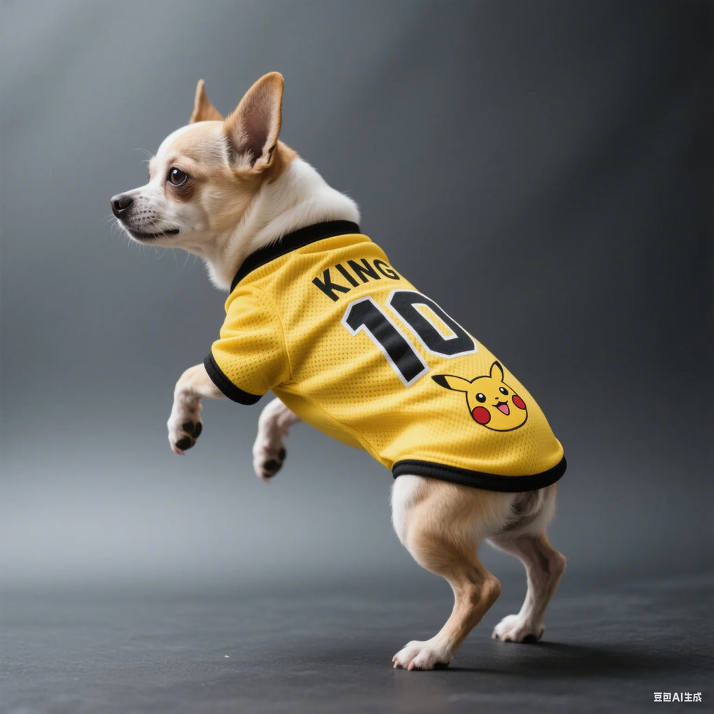 Pikachu Soccer Jersey Dog Costume – Breathable Sports Outfit