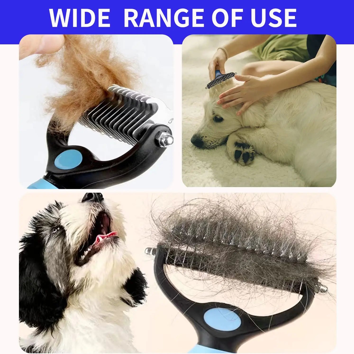 Professional Pet Deshedding Brush & Knot Cutter