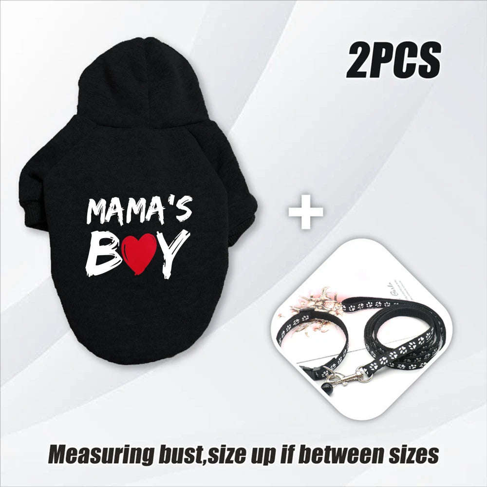 MAMA's Boy Dog Hoodie & Leash Set – 2pcs Matching Outfit