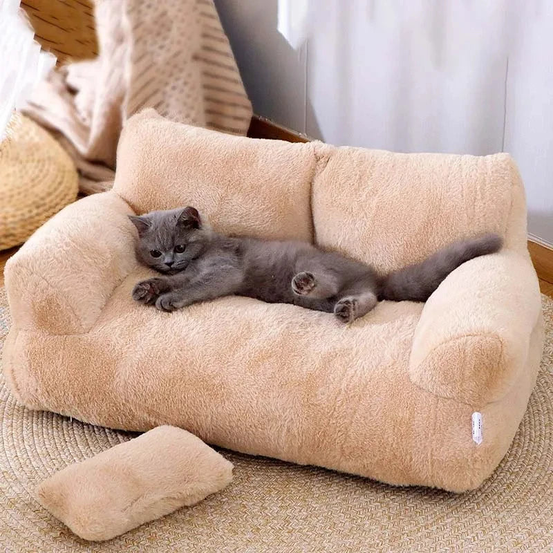 Luxury Plush Cat & Dog Sofa Bed – Winter Warm Pet Nest
