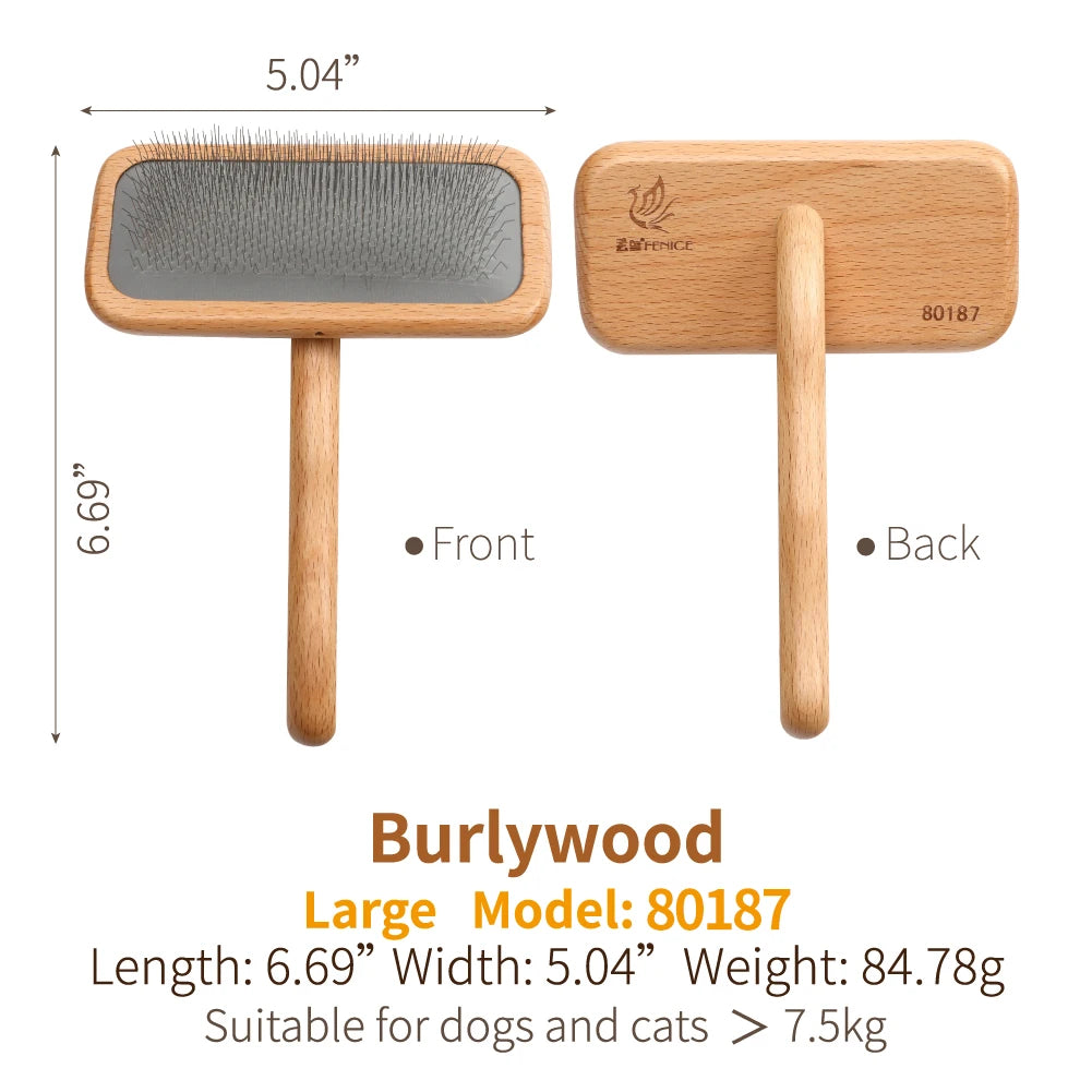 Fenice - Wooden Handle Pet Grooming Needle Comb (Voted No.1 Pet Brush Globally)