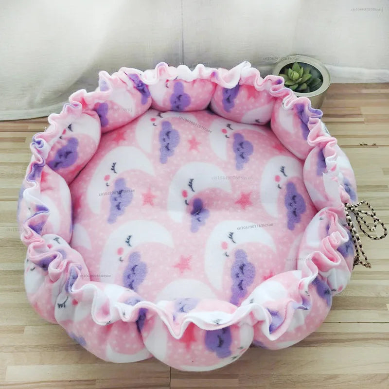 Round Plush Pet Nest – Soft Warm Sleeping Bed for Cats & Small Dogs | S, M & L