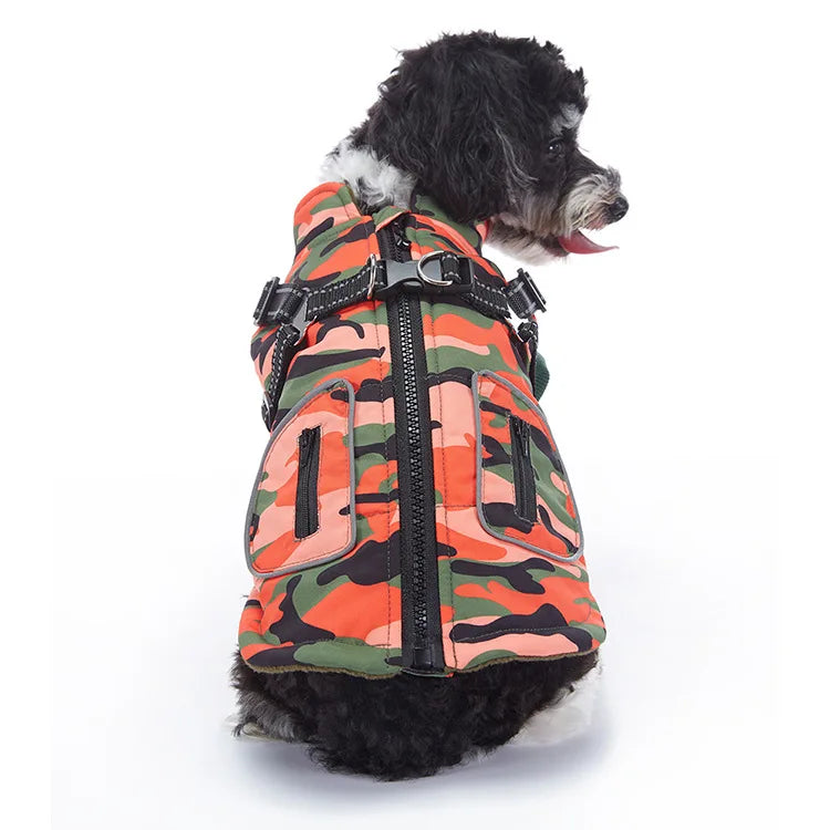 Reflective Winter Dog Coat with Built-In Harness (Colourful Camo Collection)