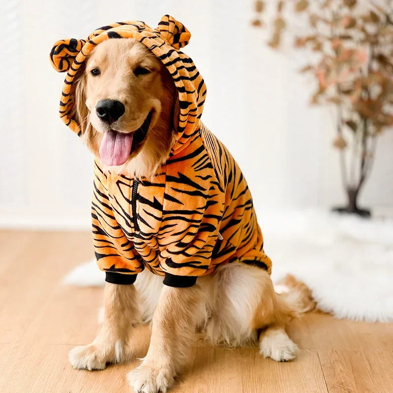 Winter Fleece Dog Pyjama Hoodie – For Golden Retrievers & Large Dogs