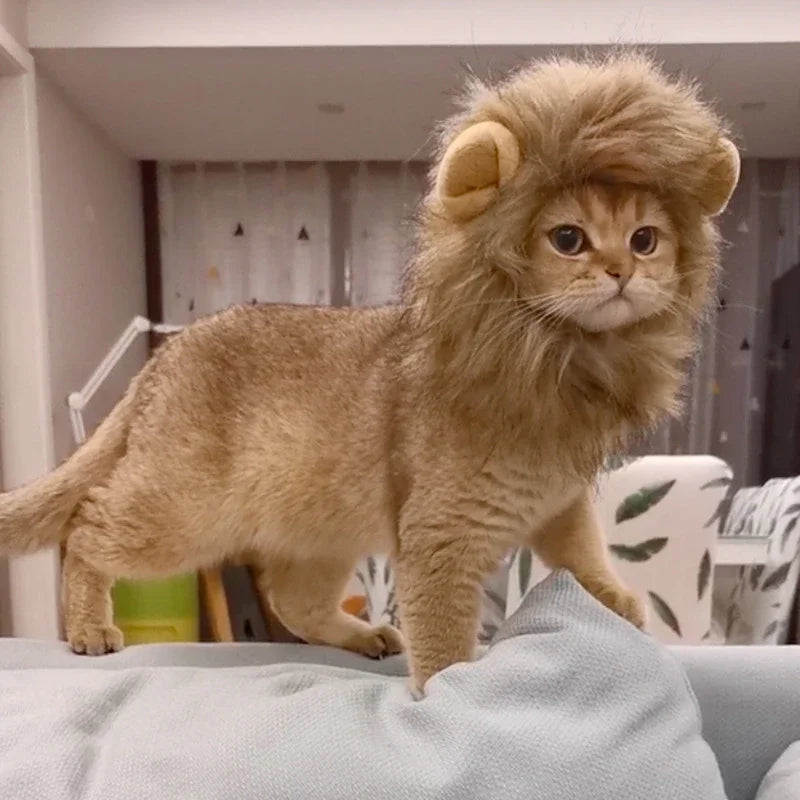 Lion Mane Headgear Pet Costume – Adjustable Funny Dress-Up Accessory