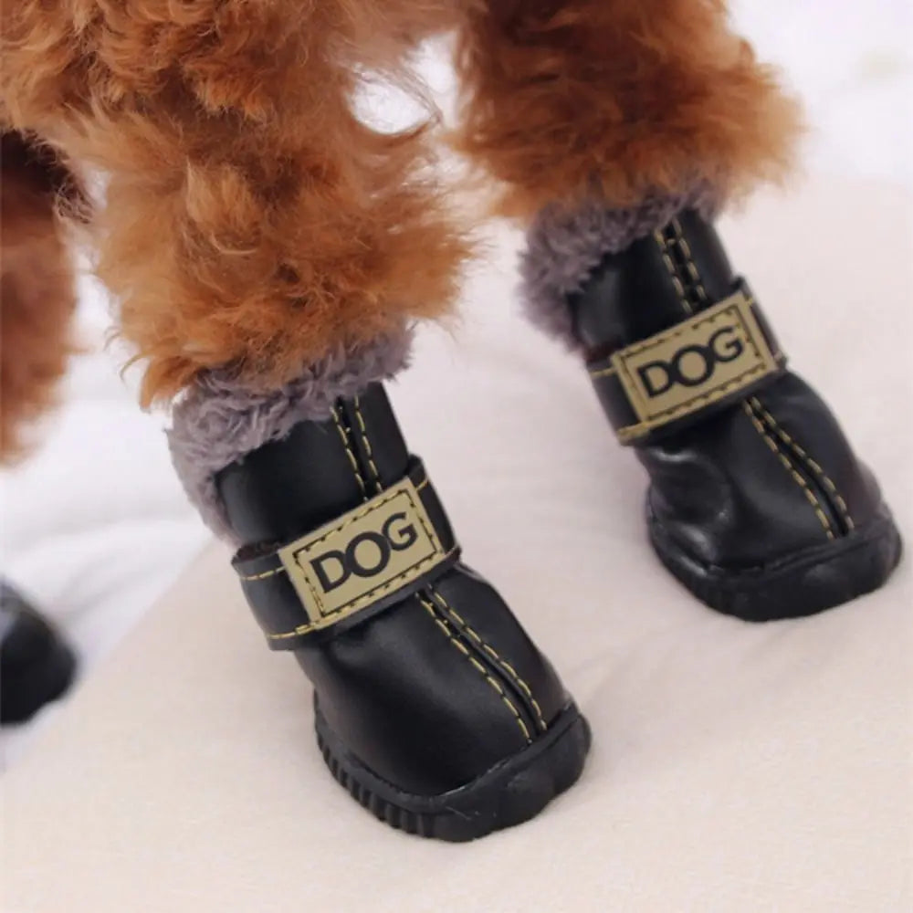Luxury Ugg Style Soft Plush Winter Dog Snow Boots – Waterproof Non-Slip (Set of 4)
