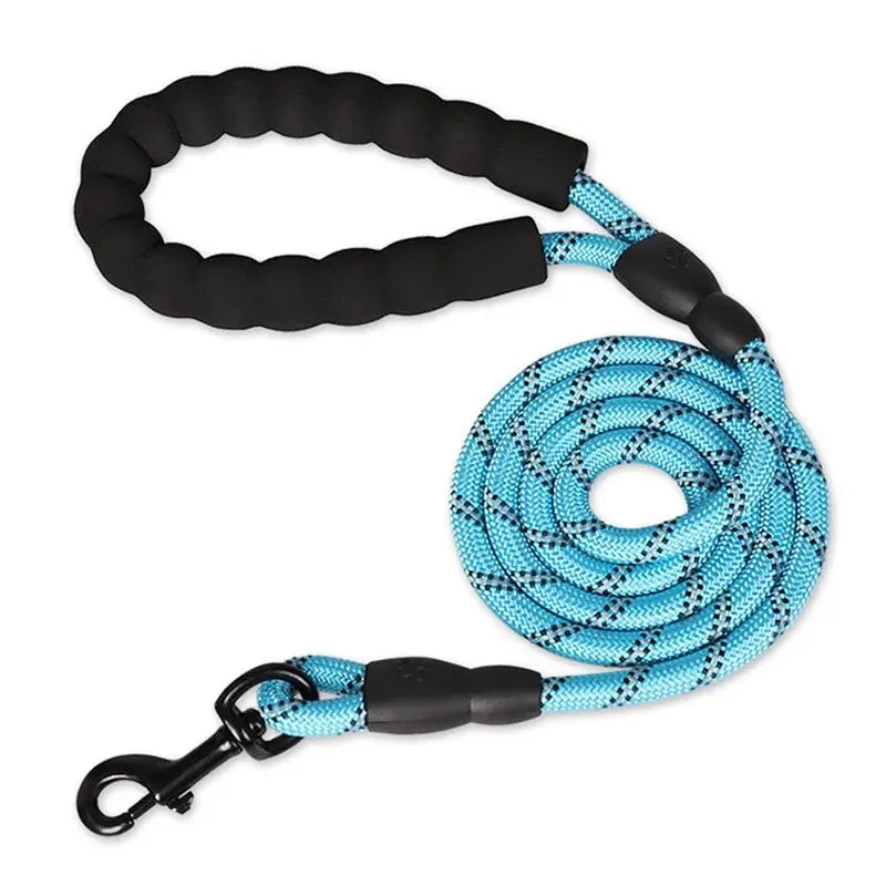 Reflective Nylon Dog Lead – Padded Handle, Heavy Duty Double Rope | 1.5m, 2m & 3m