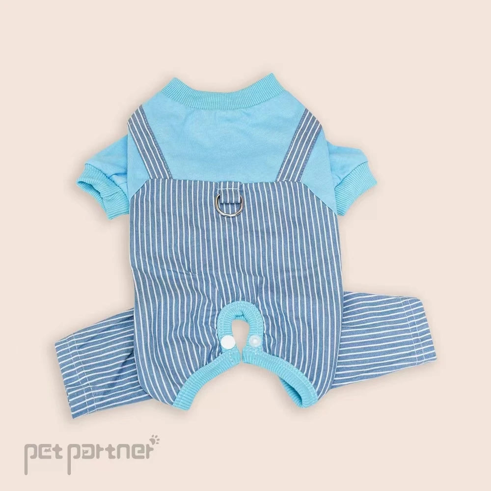 Minion Style Striped Pet Shirt – Breathable Cotton for Dogs & Cats