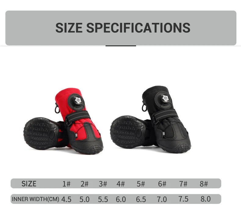 Heavy-Duty Dog Boots with Rotating Dial – Waterproof Outdoor Paw Protectors