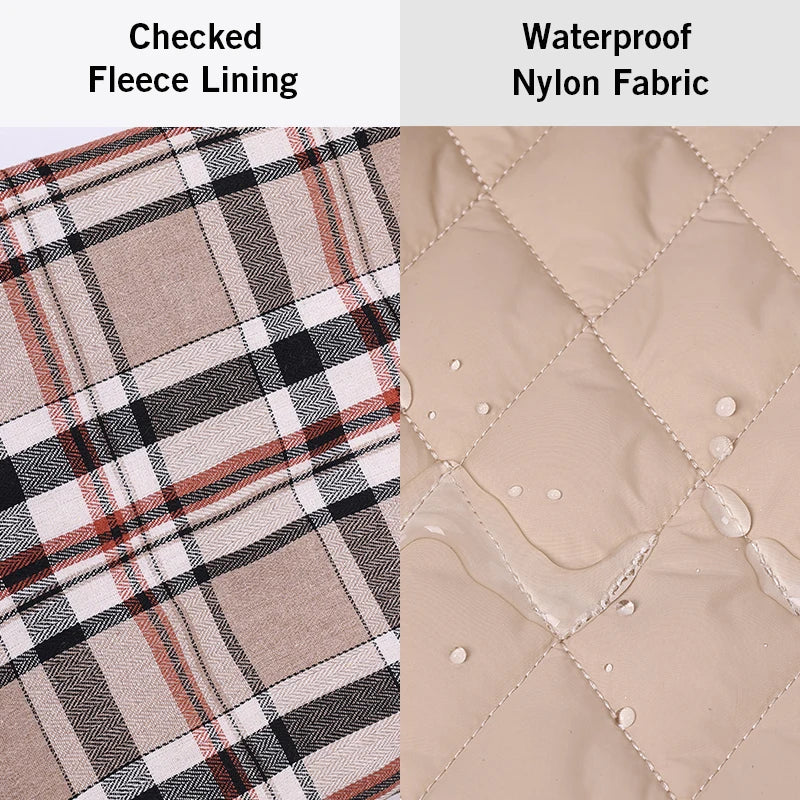 Luxury Burberry Style Reversible Waterproof Checked Dog Jacket – Quilted Winter Coat
