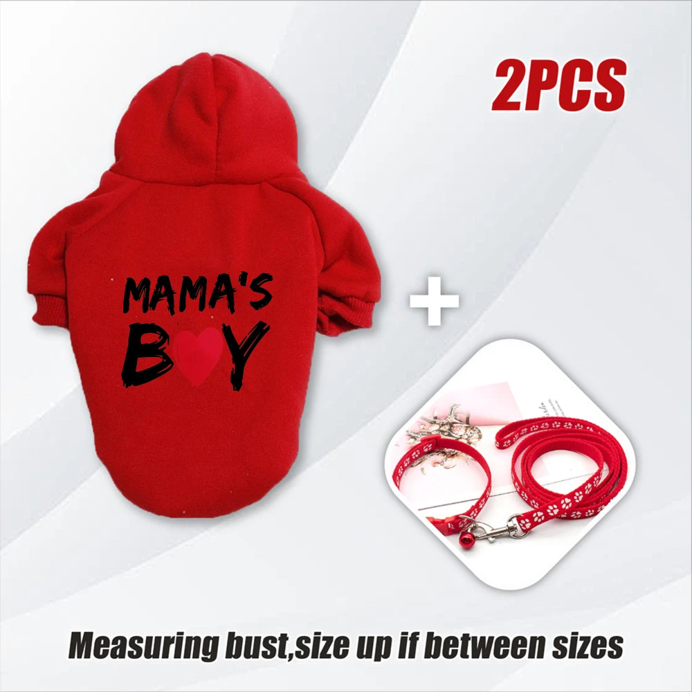 MAMA's Boy Dog Hoodie & Leash Set – 2pcs Matching Outfit