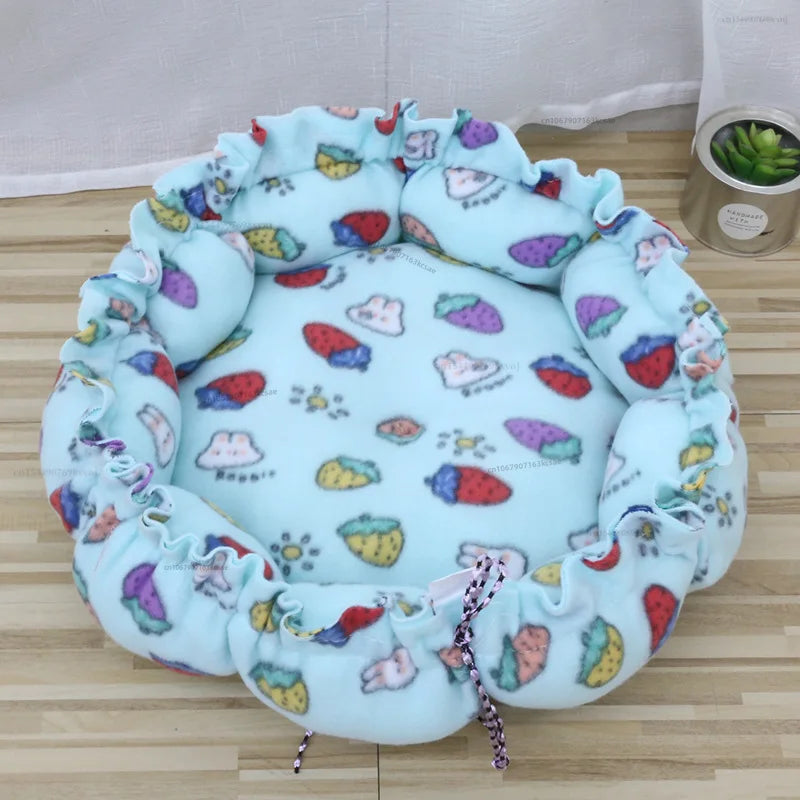 Round Plush Pet Nest – Soft Warm Sleeping Bed for Cats & Small Dogs | S, M & L