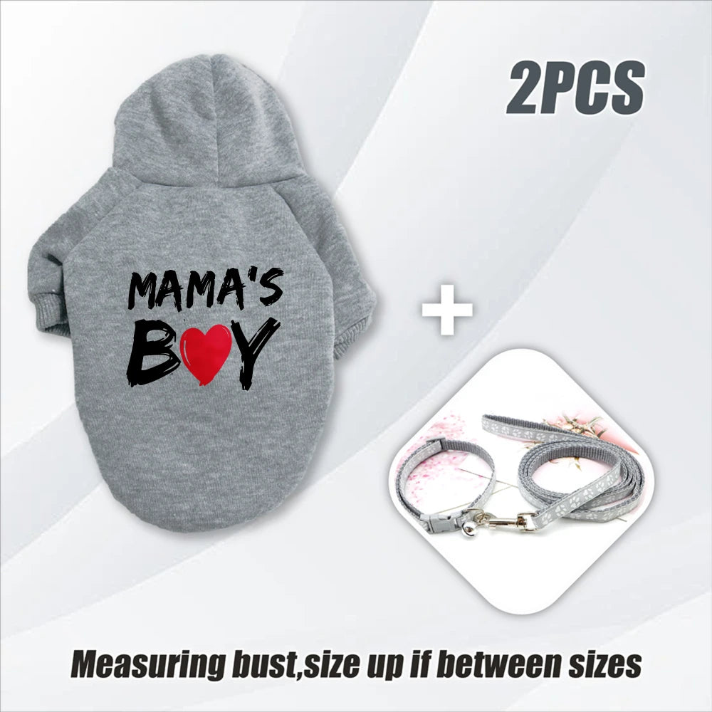 MAMA's Boy Dog Hoodie & Leash Set – 2pcs Matching Outfit