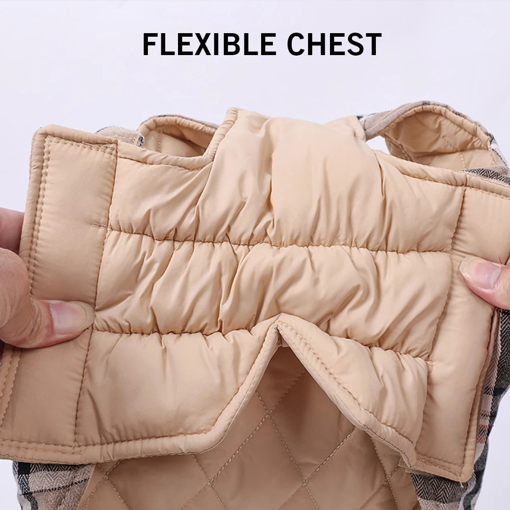 Luxury Burberry Style Reversible Waterproof Checked Dog Jacket – Quilted Winter Coat