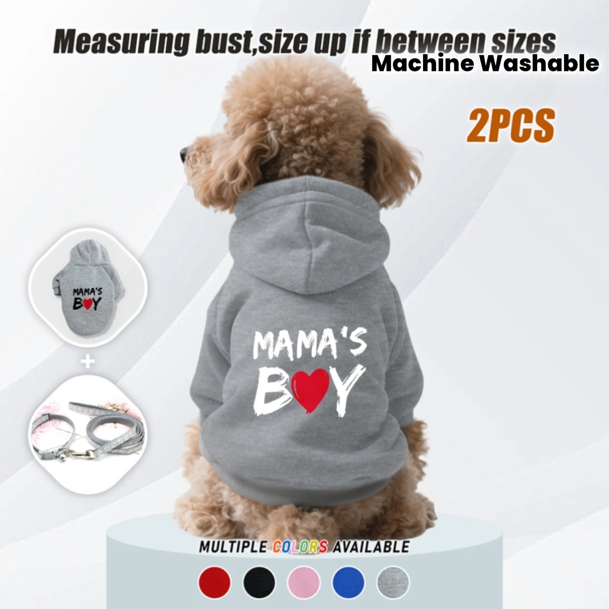 MAMA's Boy Dog Hoodie & Leash Set – 2pcs Matching Outfit