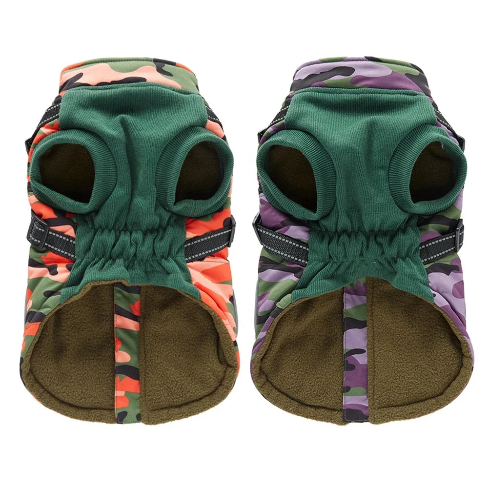 Reflective Winter Dog Coat with Built-In Harness (Colourful Camo Collection)