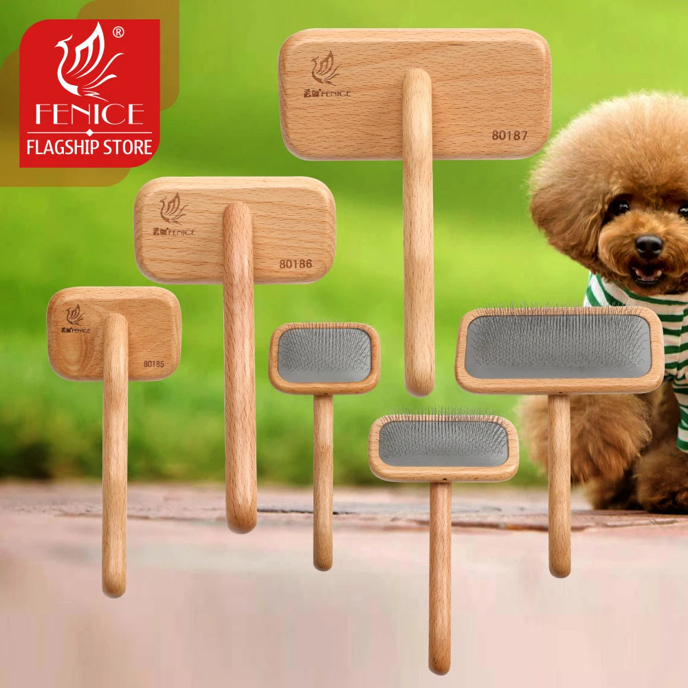 Fenice - Wooden Handle Pet Grooming Needle Comb (Voted No.1 Pet Brush Globally)