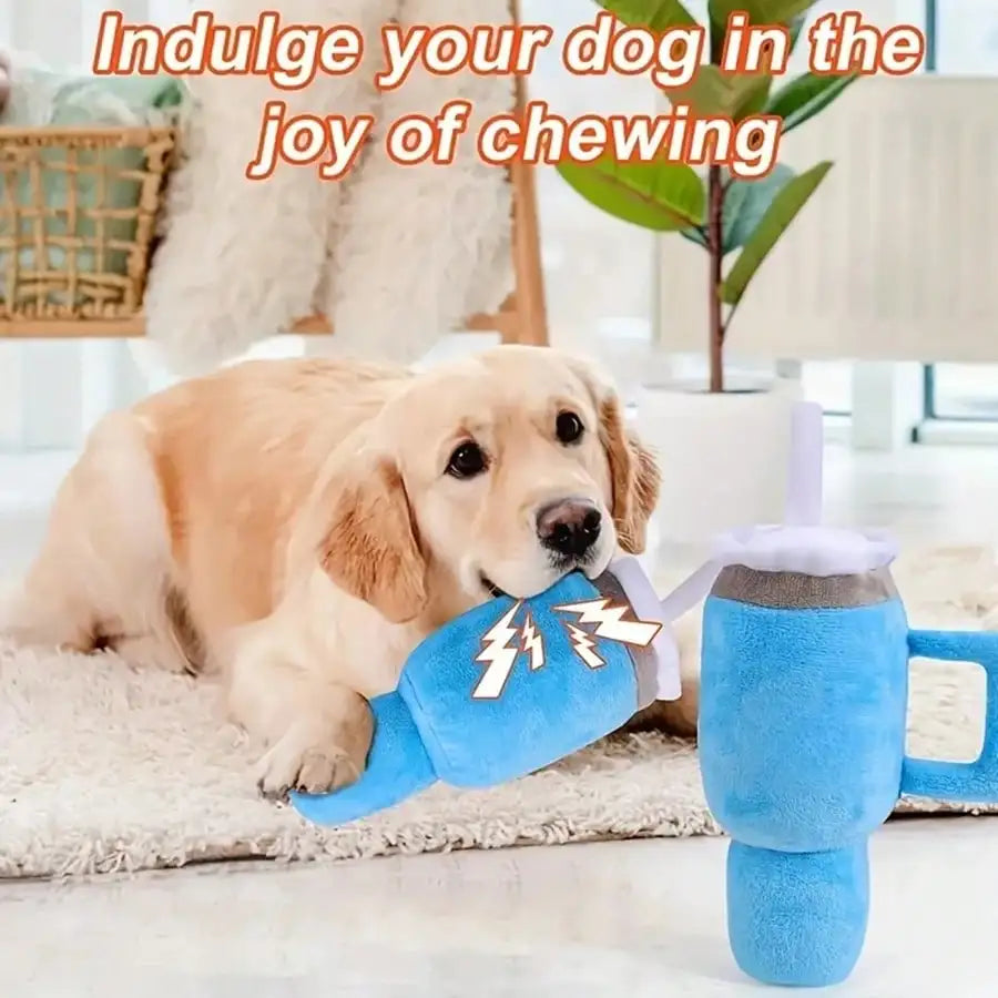 Beverage Mug Plush Dog Chew Toy – Puppy Teething Toy