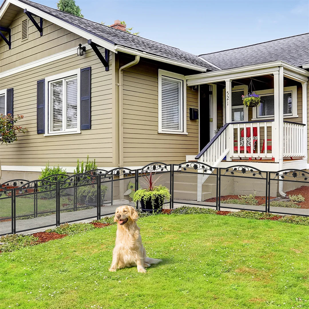 5-Panel Black Metal Pet Playpen & Garden Fence (Pet Containment) UKLocal
